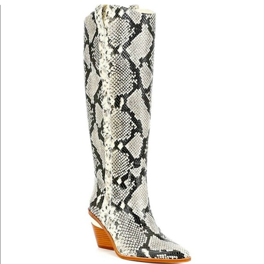 GIANNI BINI Leather Snakeskin Pattern Western Knee-High Boots size 6